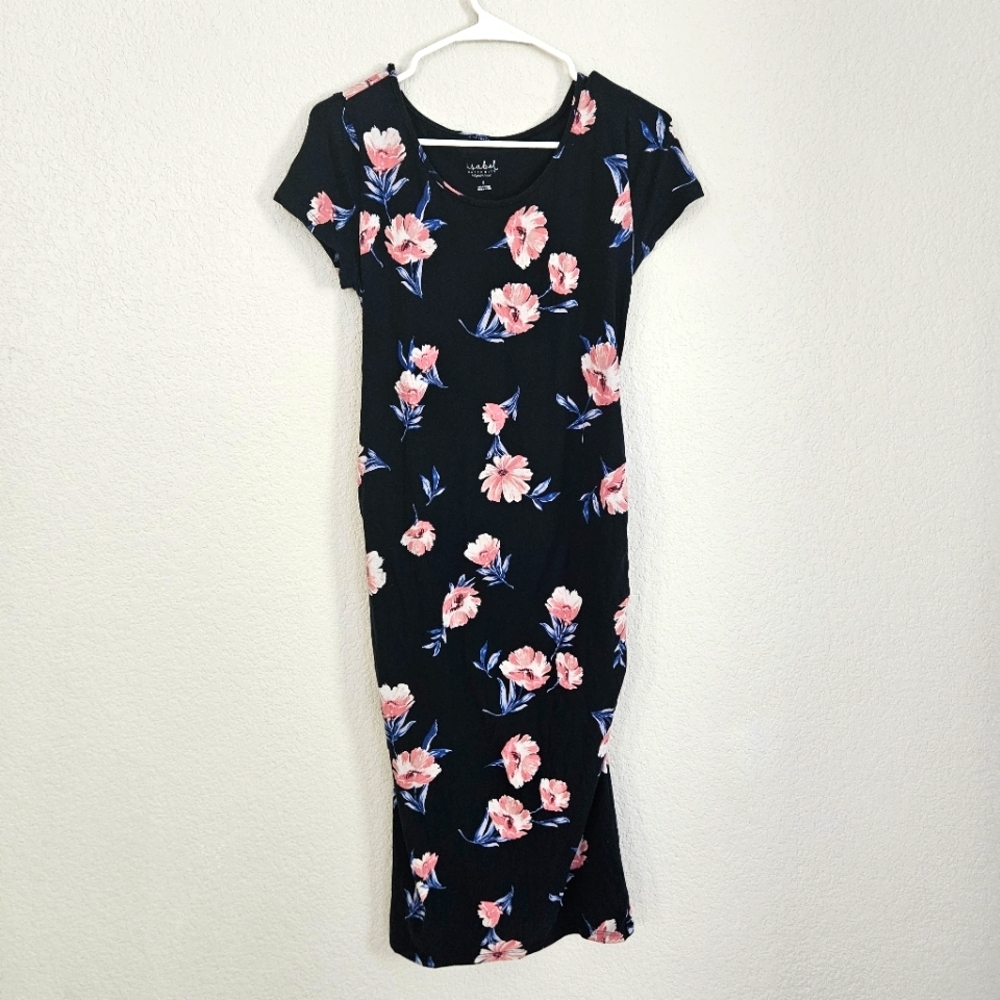Isabel Maternity by Ingrid and Isabel pink floral Navy Blue dress size S